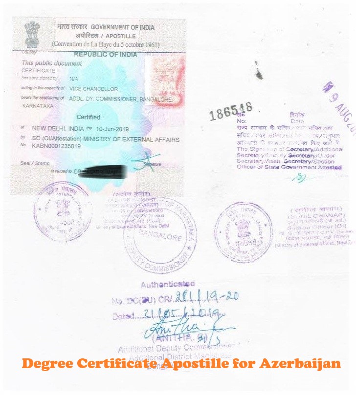 Degree Certificate Apostille for Azerbaijan India