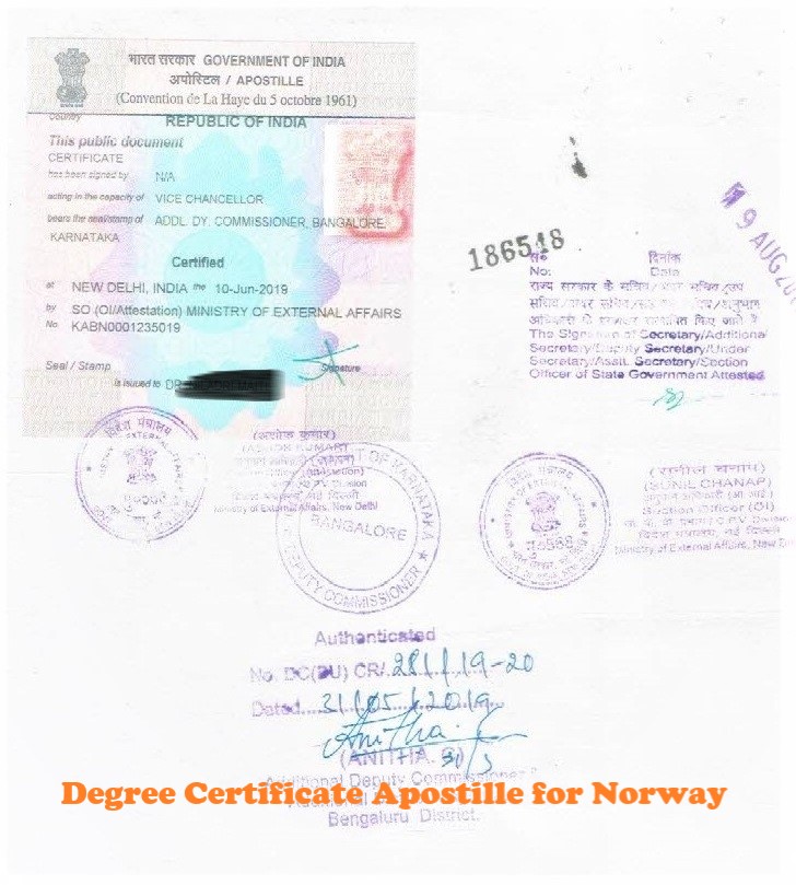 Degree Certificate Apostille for Norway India