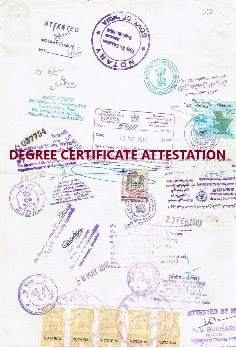 Degree Certificate Embassy Attestation in Delhi India  width=