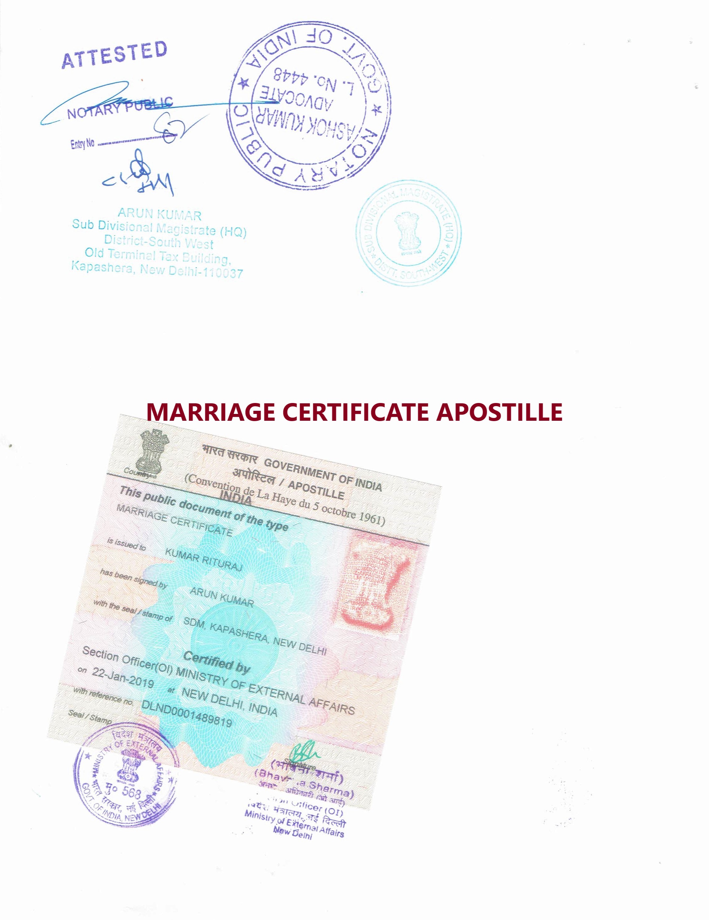 Marriage Certificate Apostille from MEA  width=