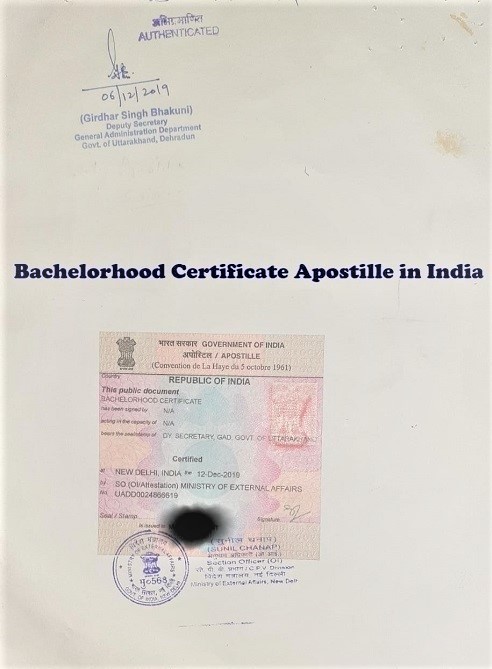 Bachelorhood Certificate Apostille in India