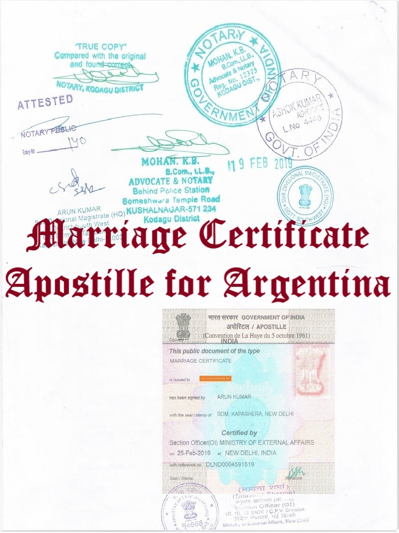 Marriage Certificate Apostille for Argentina in India