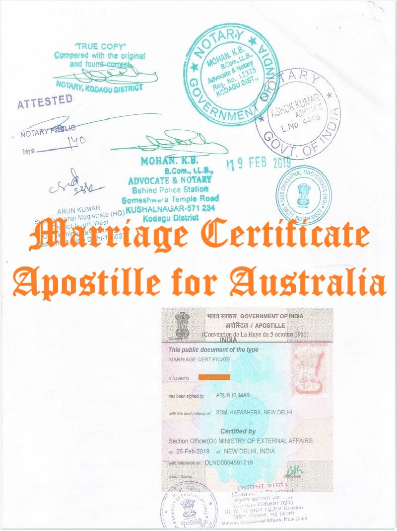 Marriage Certificate Apostille for Australia in India