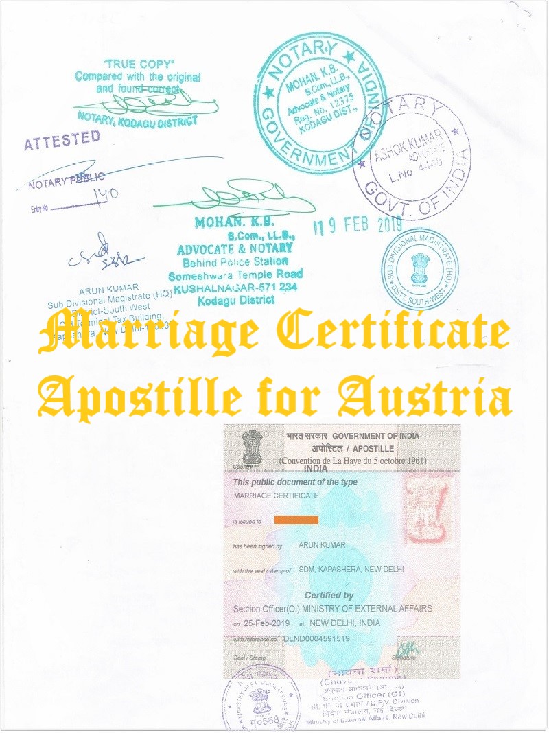 Marriage Certificate Apostille for Austria in India