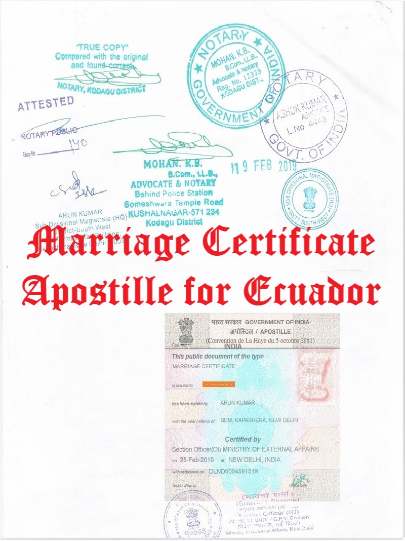 Marriage Certificate Apostille for Ecuador in India