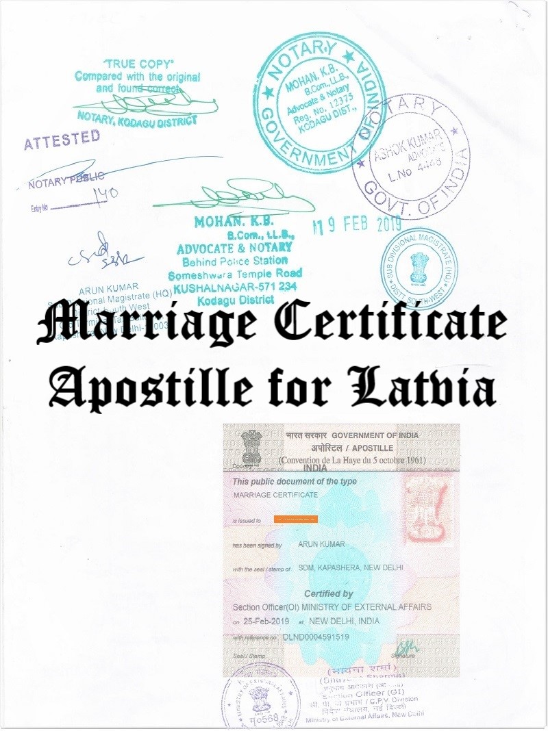 Marriage Certificate Apostille for Latvia in India