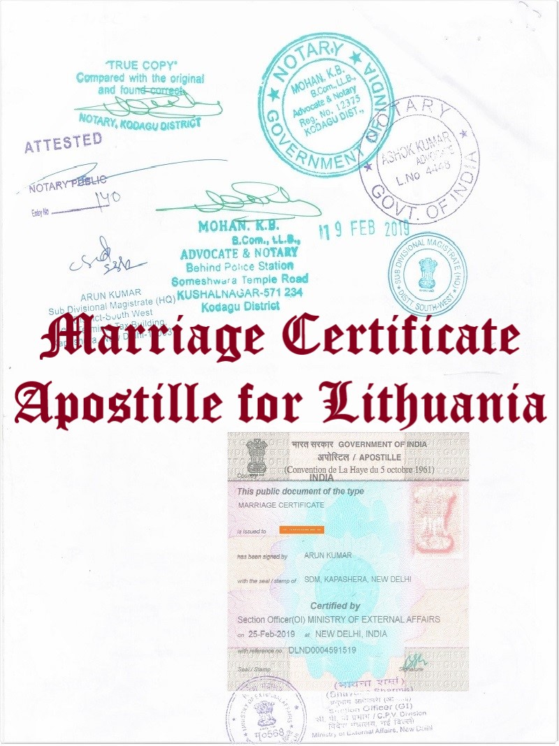 Marriage Certificate Apostille for Lithuania in India