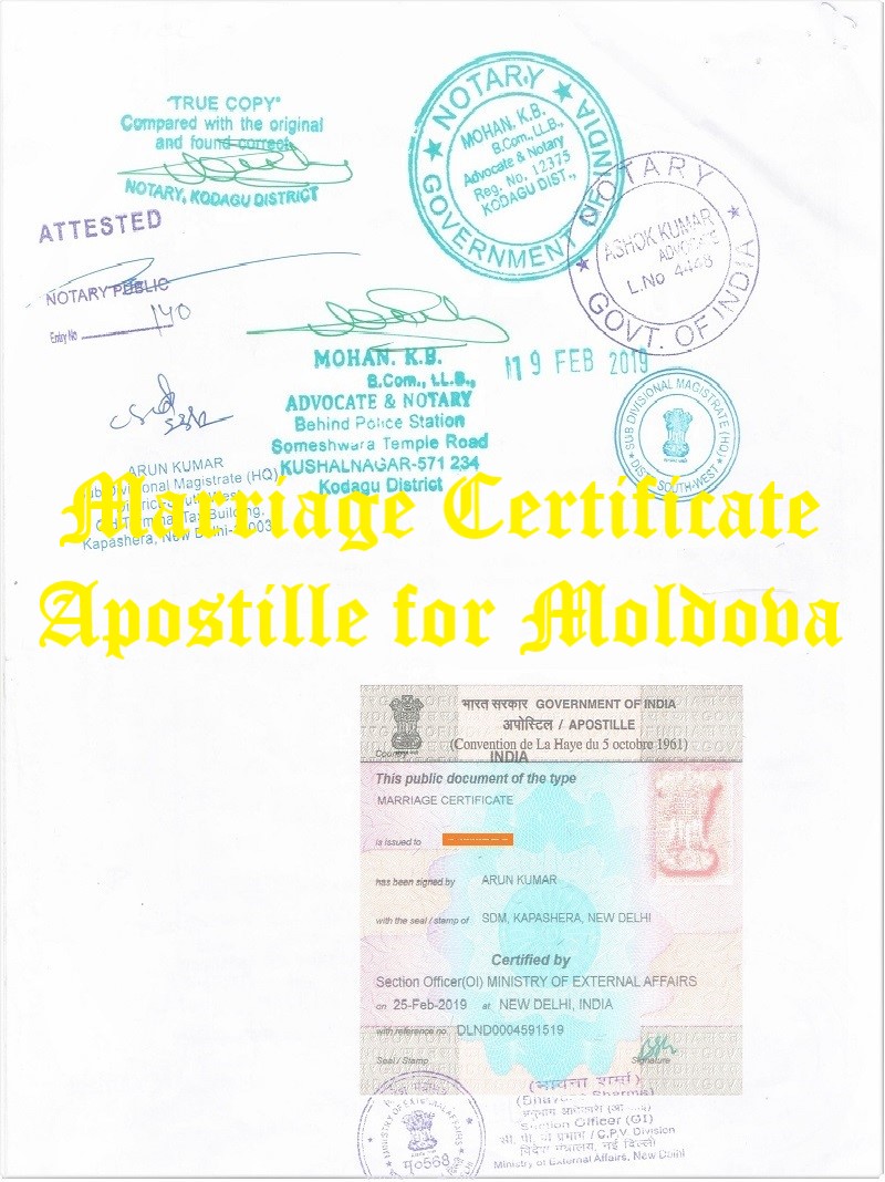 Marriage Certificate Apostille for Moldova in India