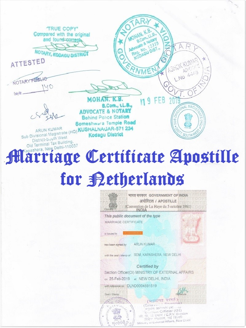Marriage Certificate Apostille for Netherlands in India