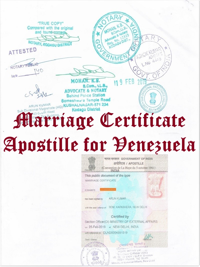 Marriage Certificate Apostille for Venezuela in India