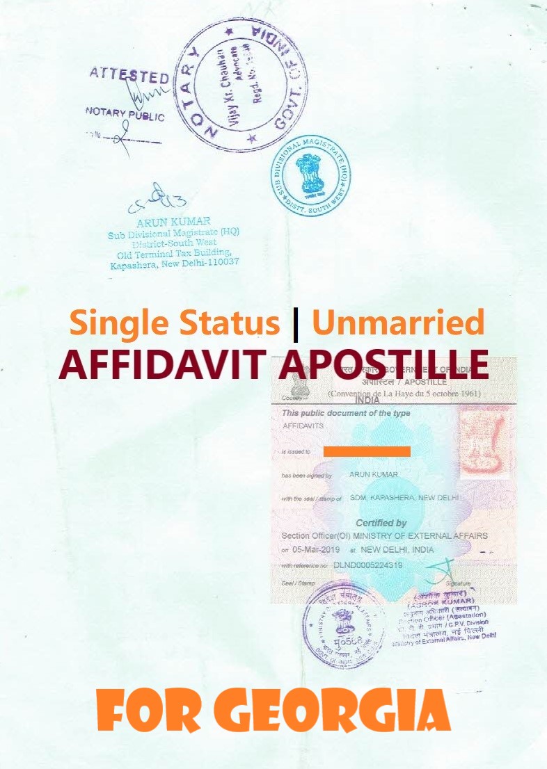 Unmarried Affidavit Certificate Apostille for Georgia in India