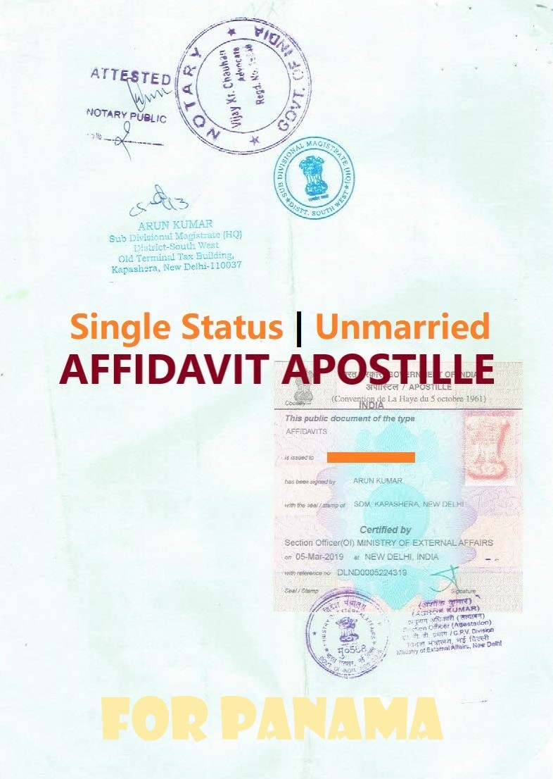 Unmarried Affidavit Certificate Apostille for Panama in India