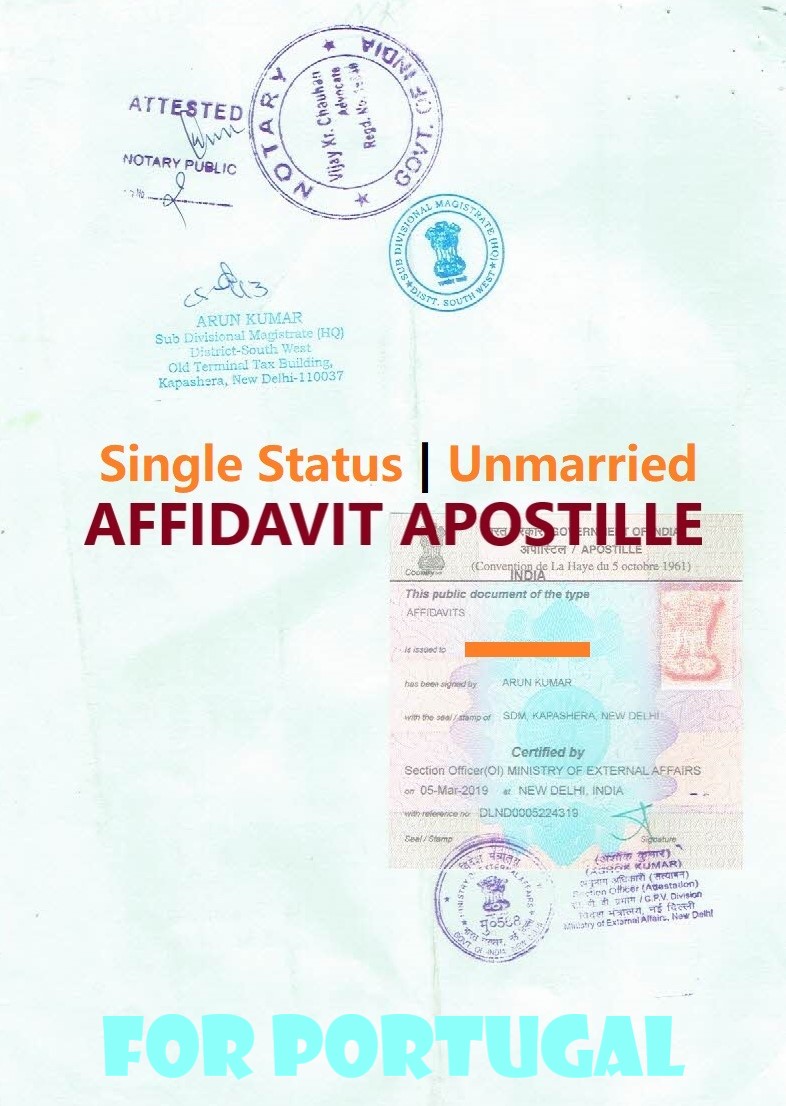 Unmarried Affidavit Certificate Apostille for Portugal in India