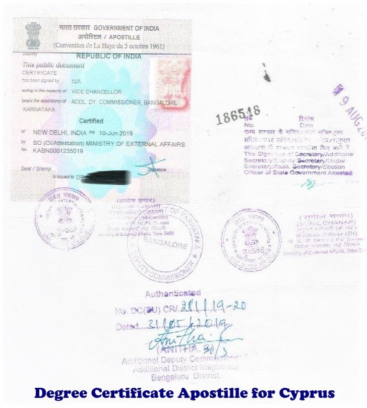 Degree Certificate Apostille for Cyprus India