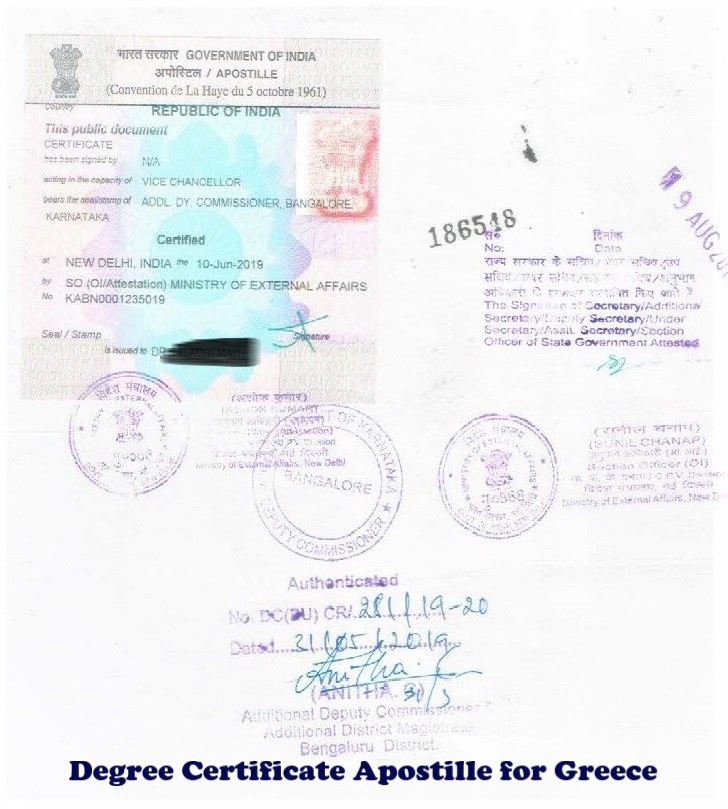 Degree Certificate Apostille for Greece India