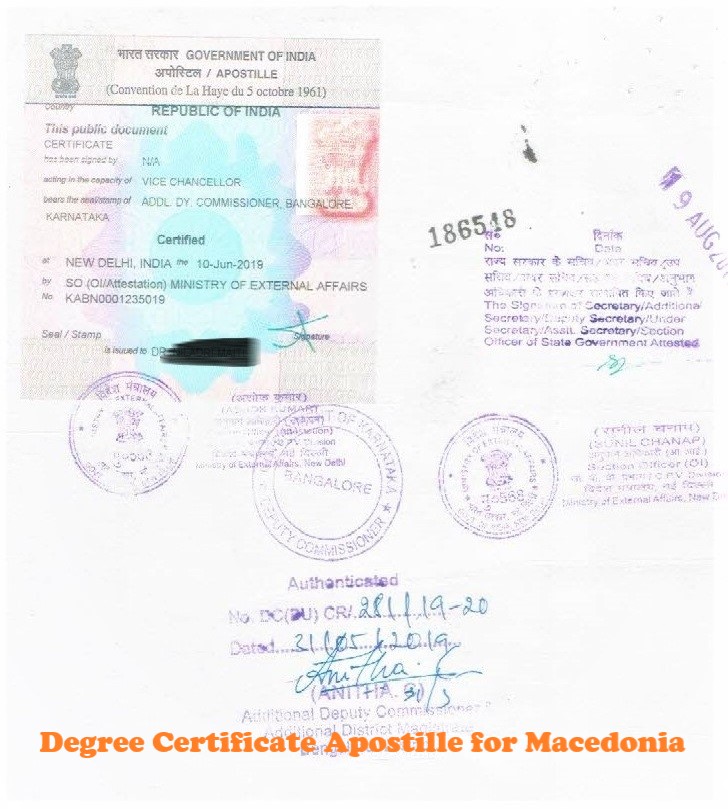 Degree Certificate Apostille for Macedonia India