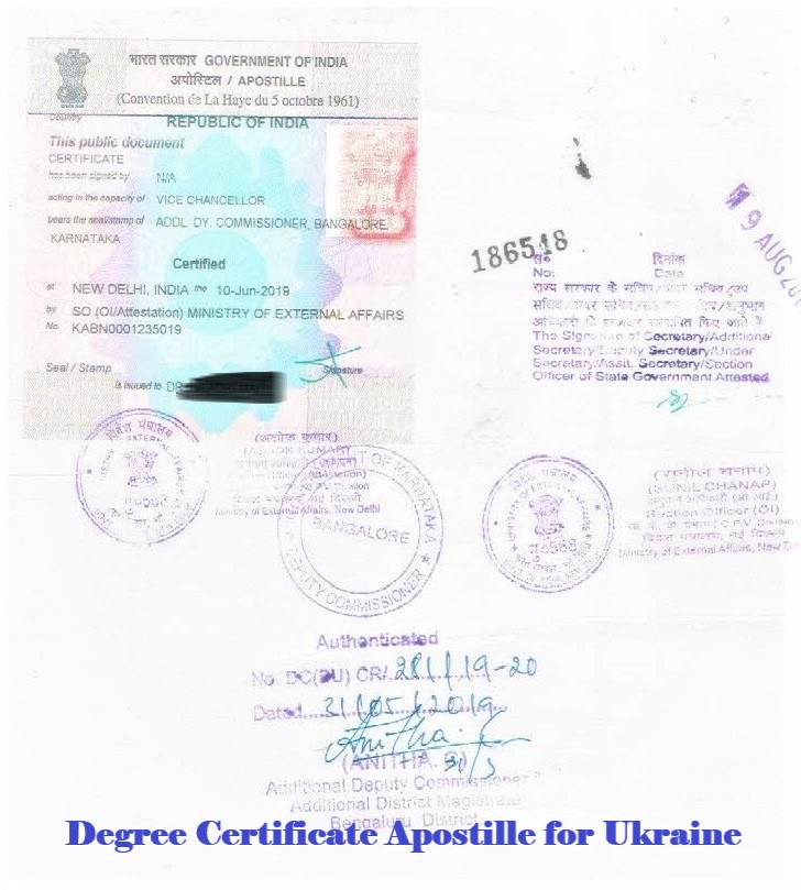 Degree Certificate Apostille for Ukraine India
