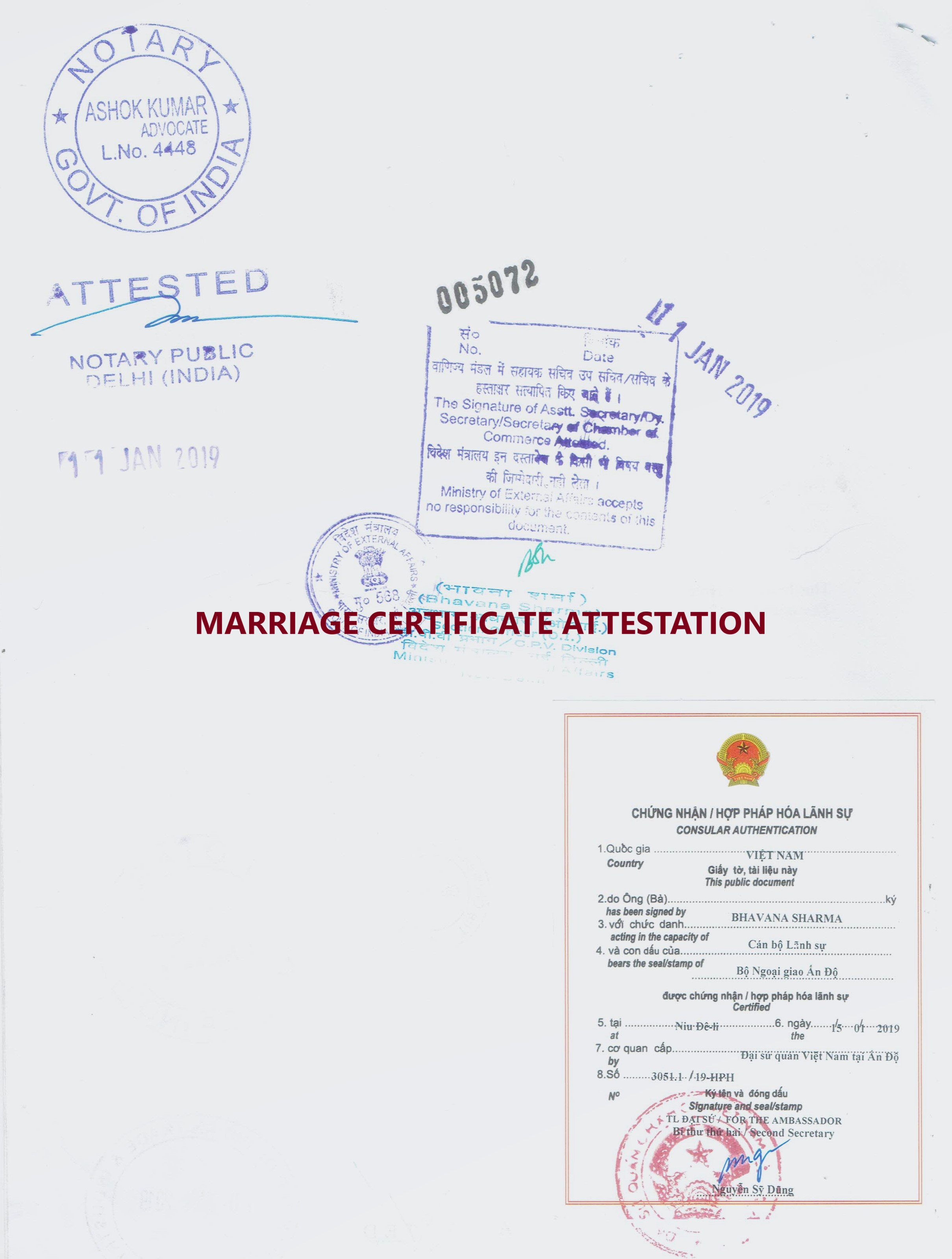 Marriage Certificate Embassy Attestation in Delhi India  width=