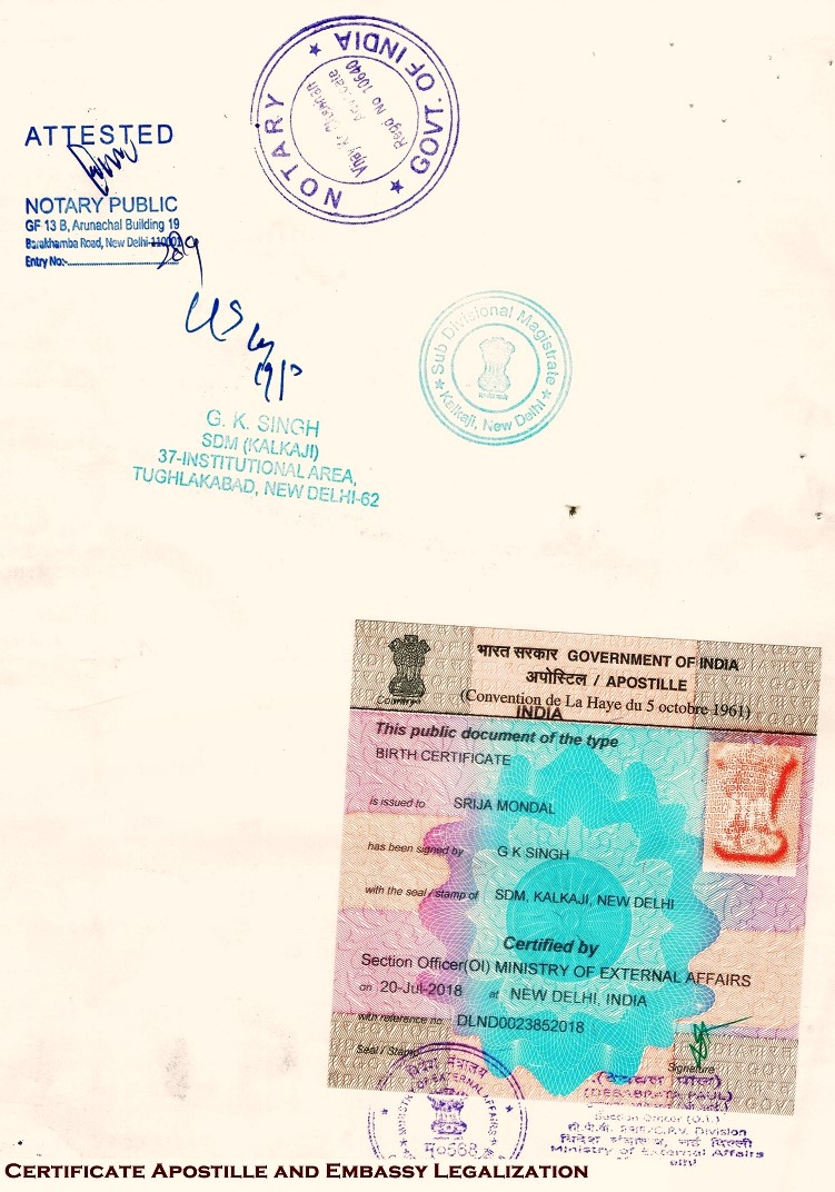 Birth Certificate Apostille in Delhi