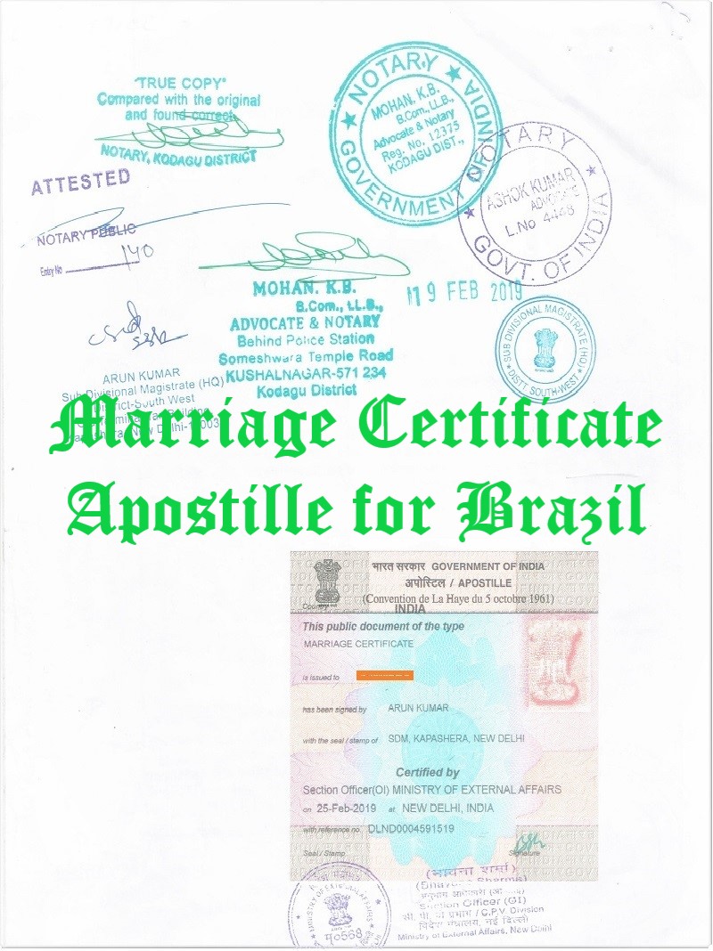 Marriage Certificate Apostille for Brazil in India