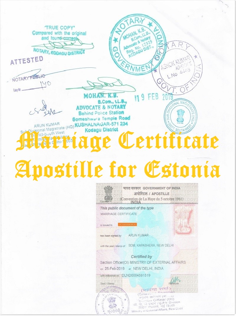 Marriage Certificate Apostille for Estonia in India