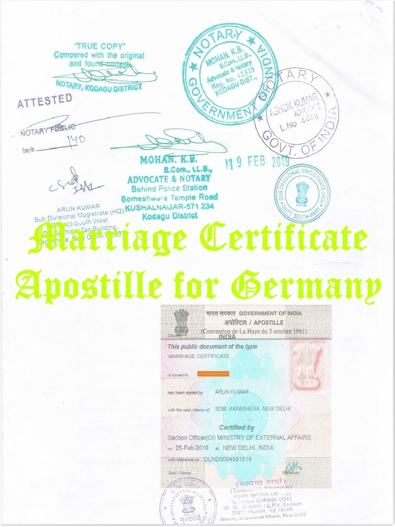 Marriage Certificate Apostille for Germany in India