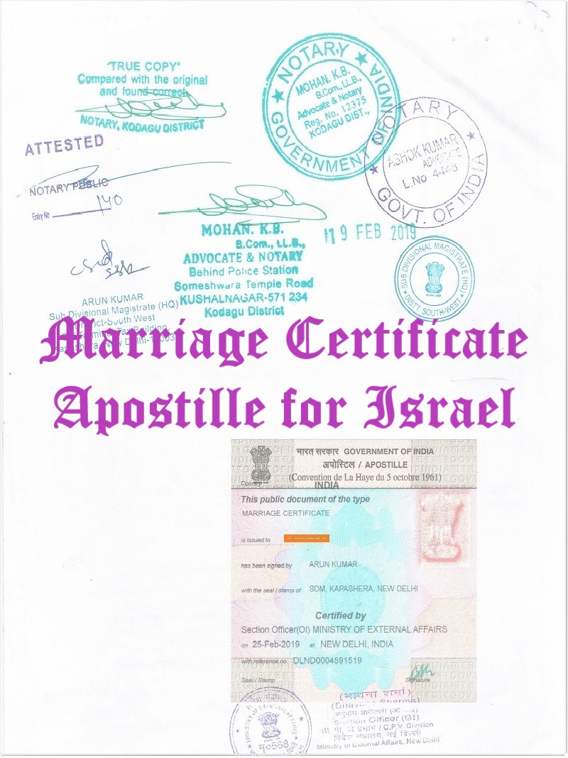 Marriage Certificate Apostille for Israel in India