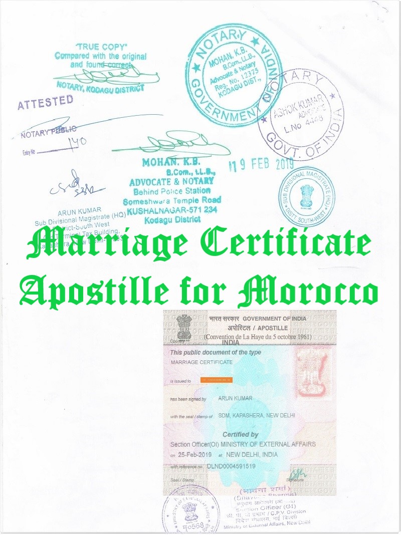 Marriage Certificate Apostille for Morocco in India