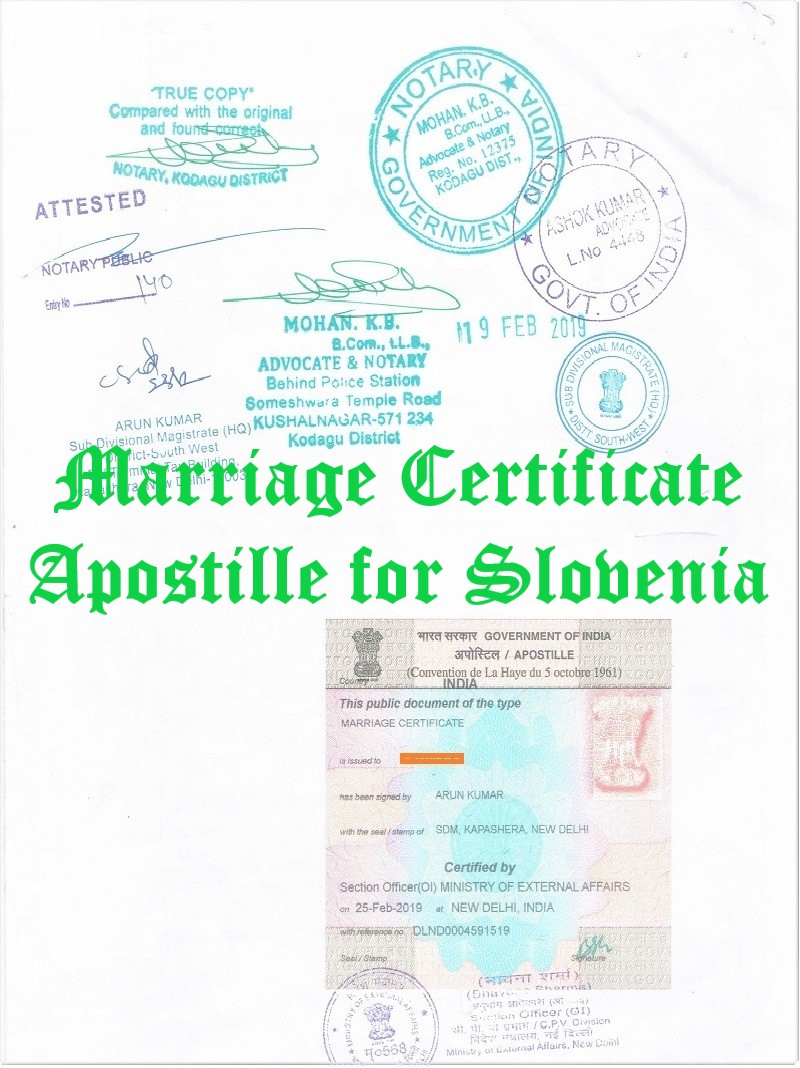 Marriage Certificate Apostille for Slovenia in India