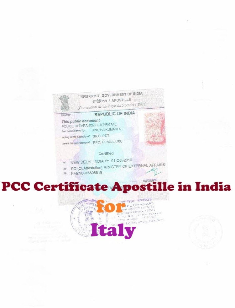 PCC Certificate Apostille for Italy in India