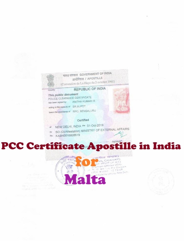 PCC Certificate Apostille for Malta in India