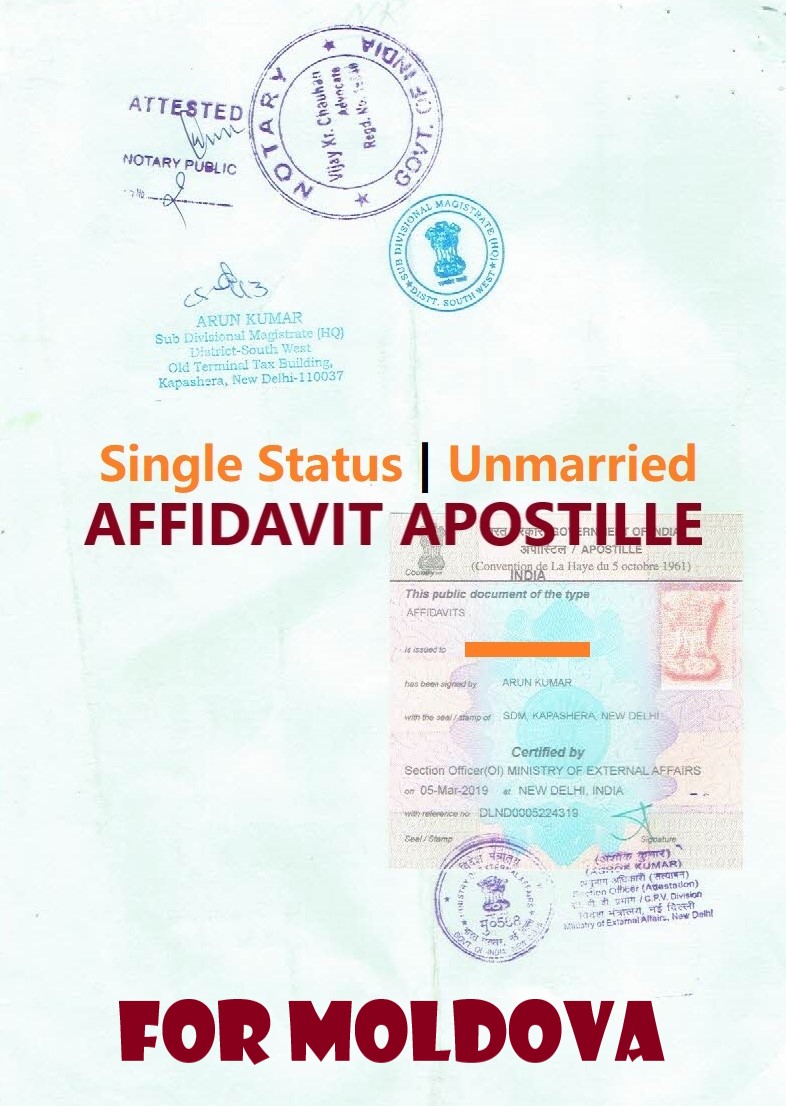 Unmarried Affidavit Certificate Apostille for Moldova in India